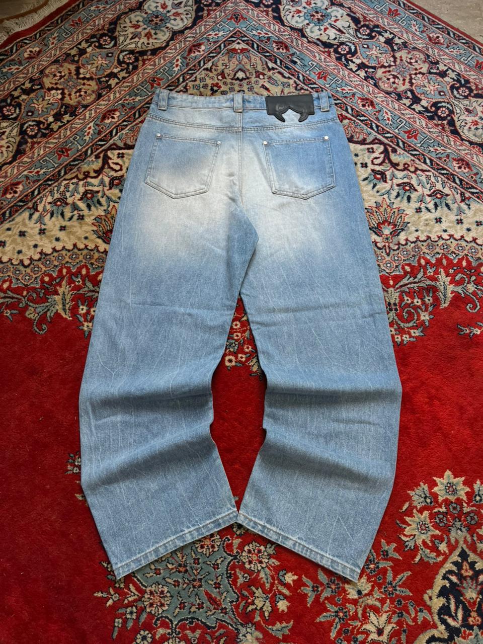 FAVELA Mens Light Wash Baggy Jeans