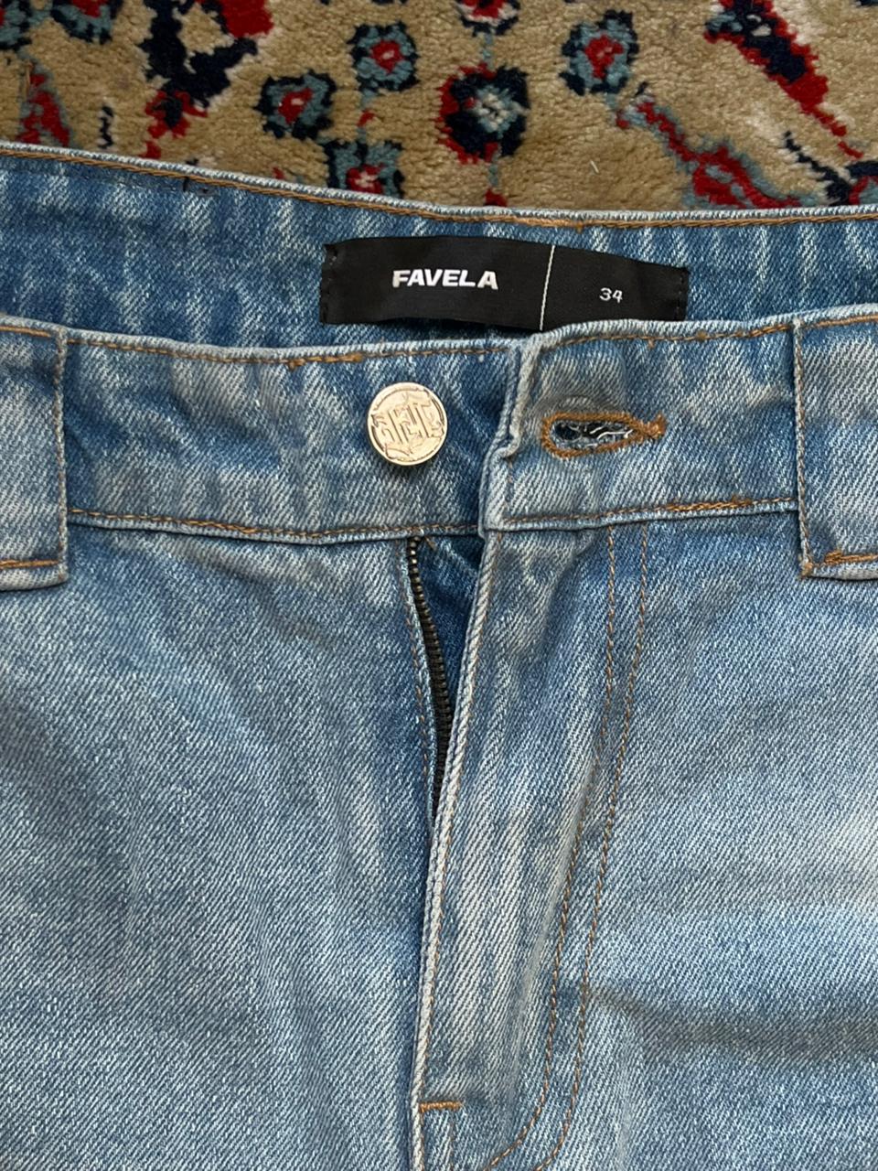 FAVELA Mens Light Wash Baggy Jeans