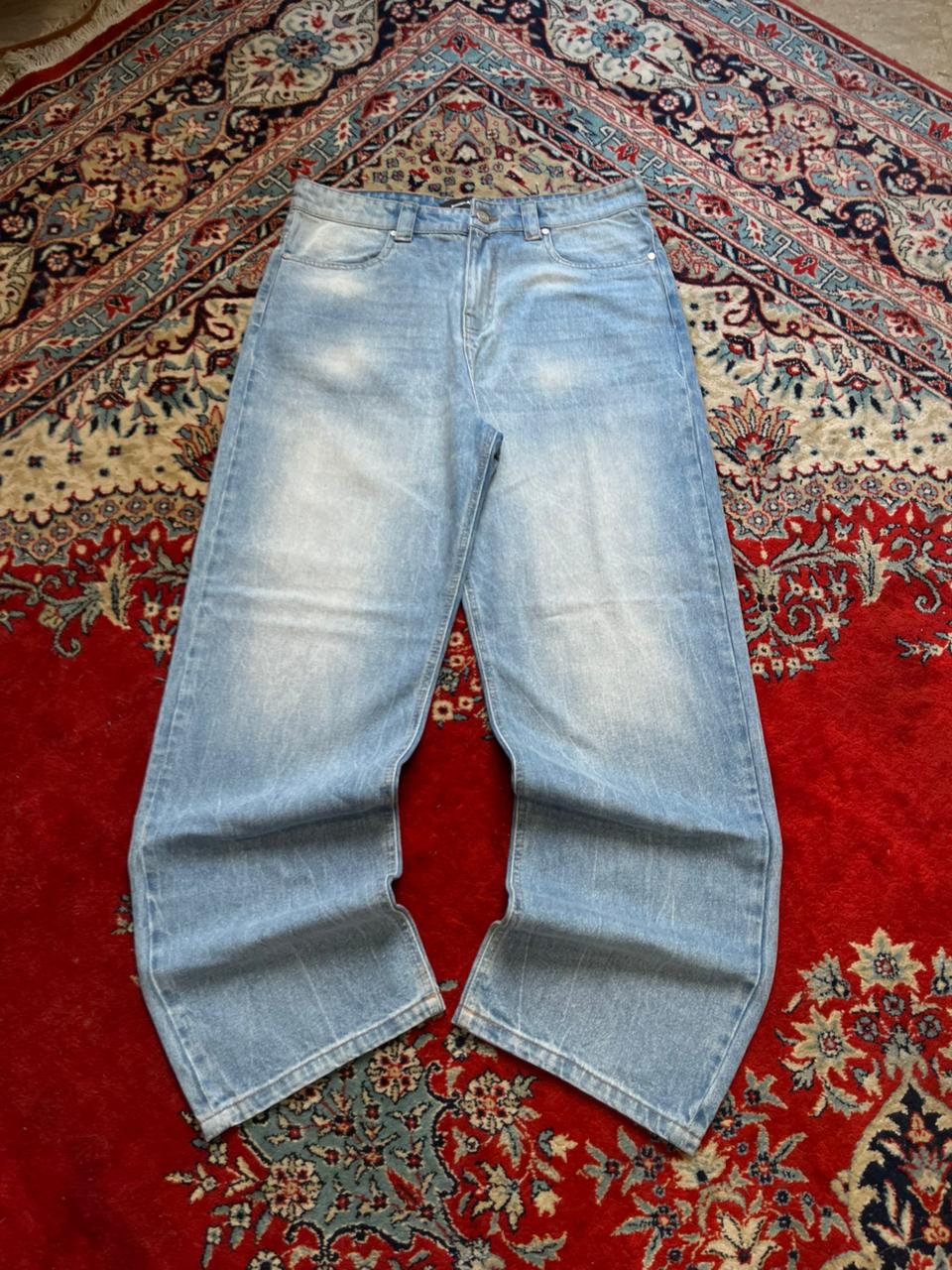 FAVELA Mens Light Wash Baggy Jeans