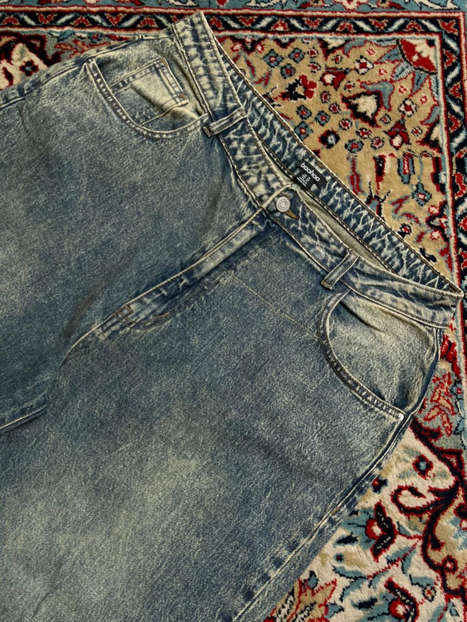 Boohoo Washed Blue Baggy Jeans