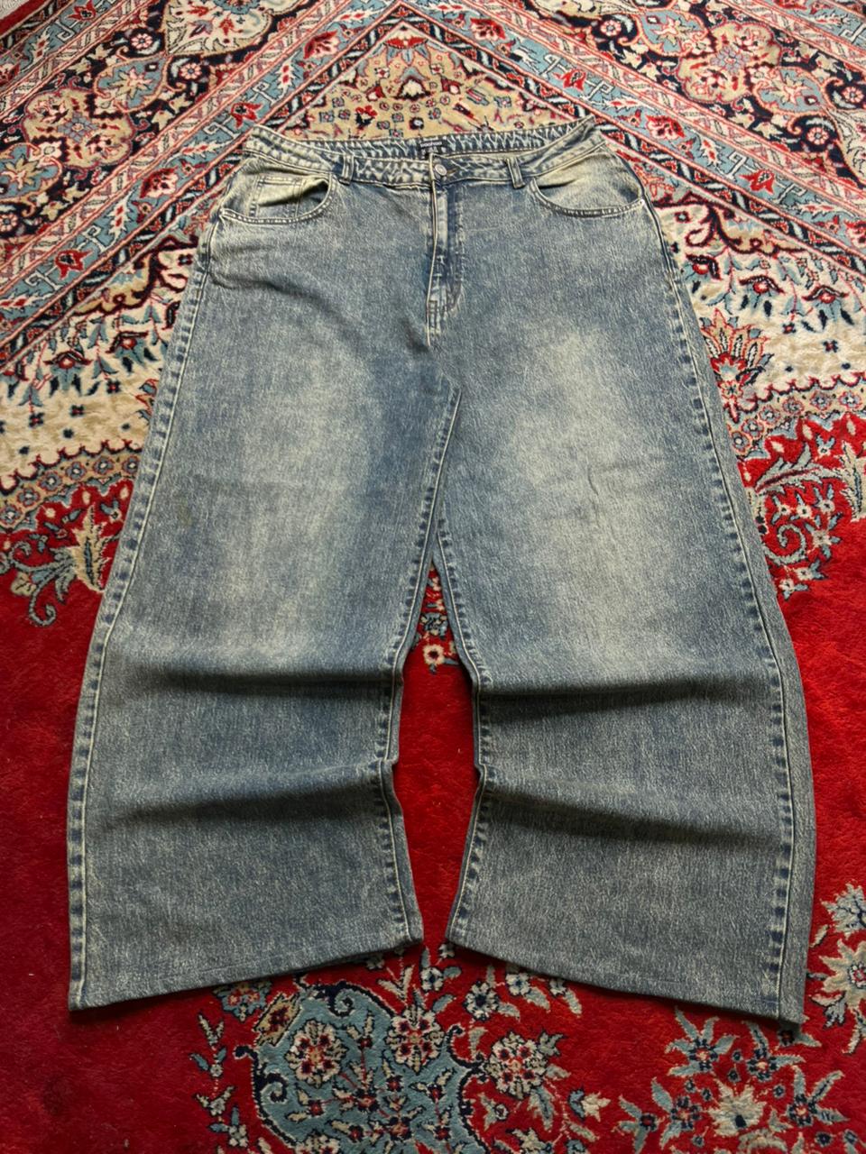 Boohoo Washed Blue Baggy Jeans