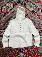 Cream Hooded Knit Pullover Sweater