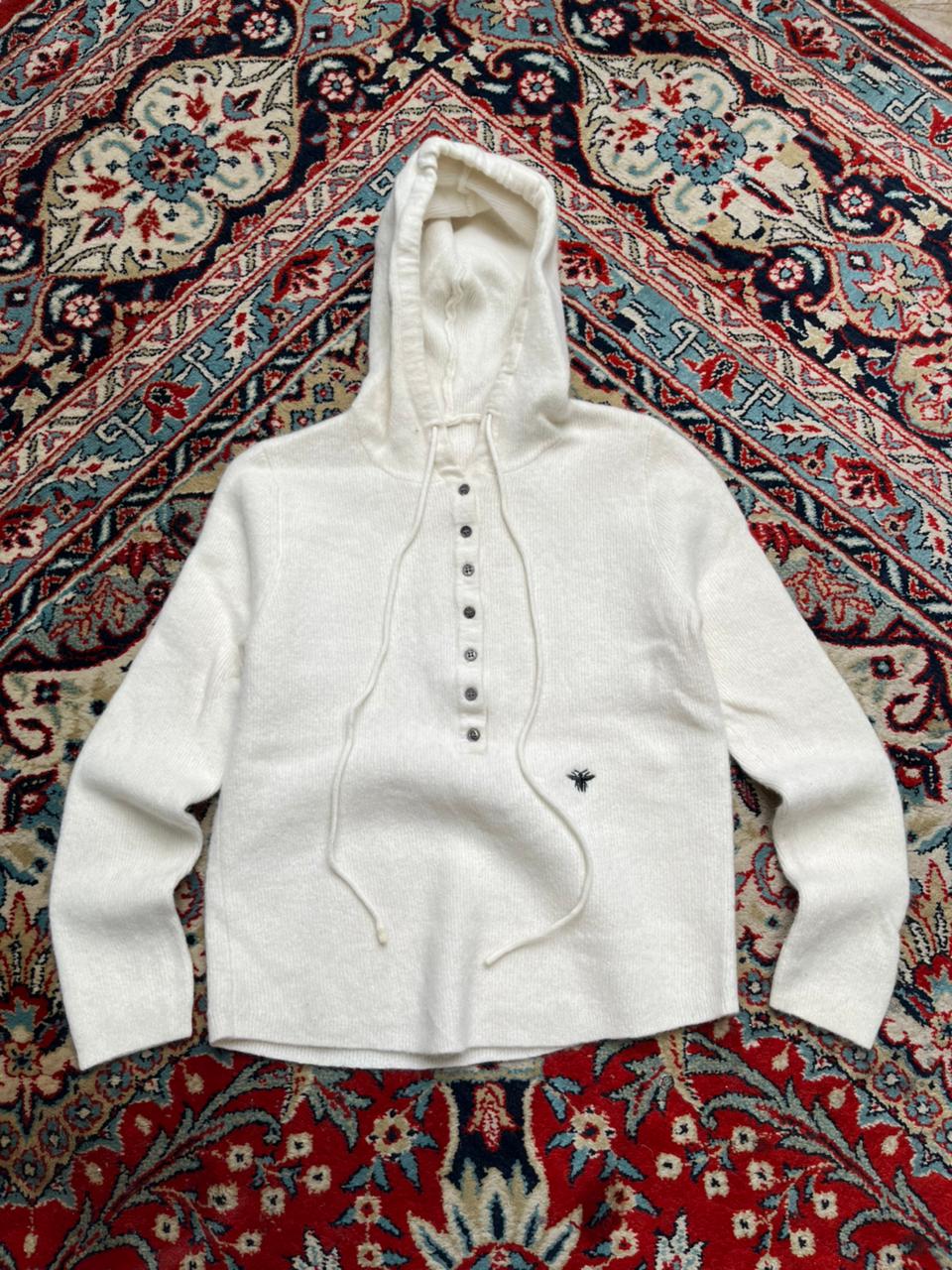 Cream Hooded Knit Pullover Sweater