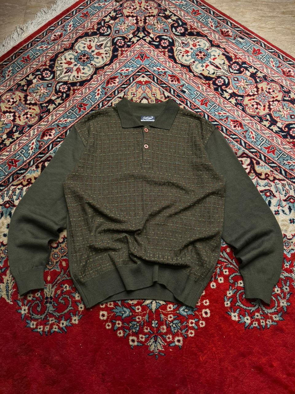 Crocodile Green Knit Polo Sweater