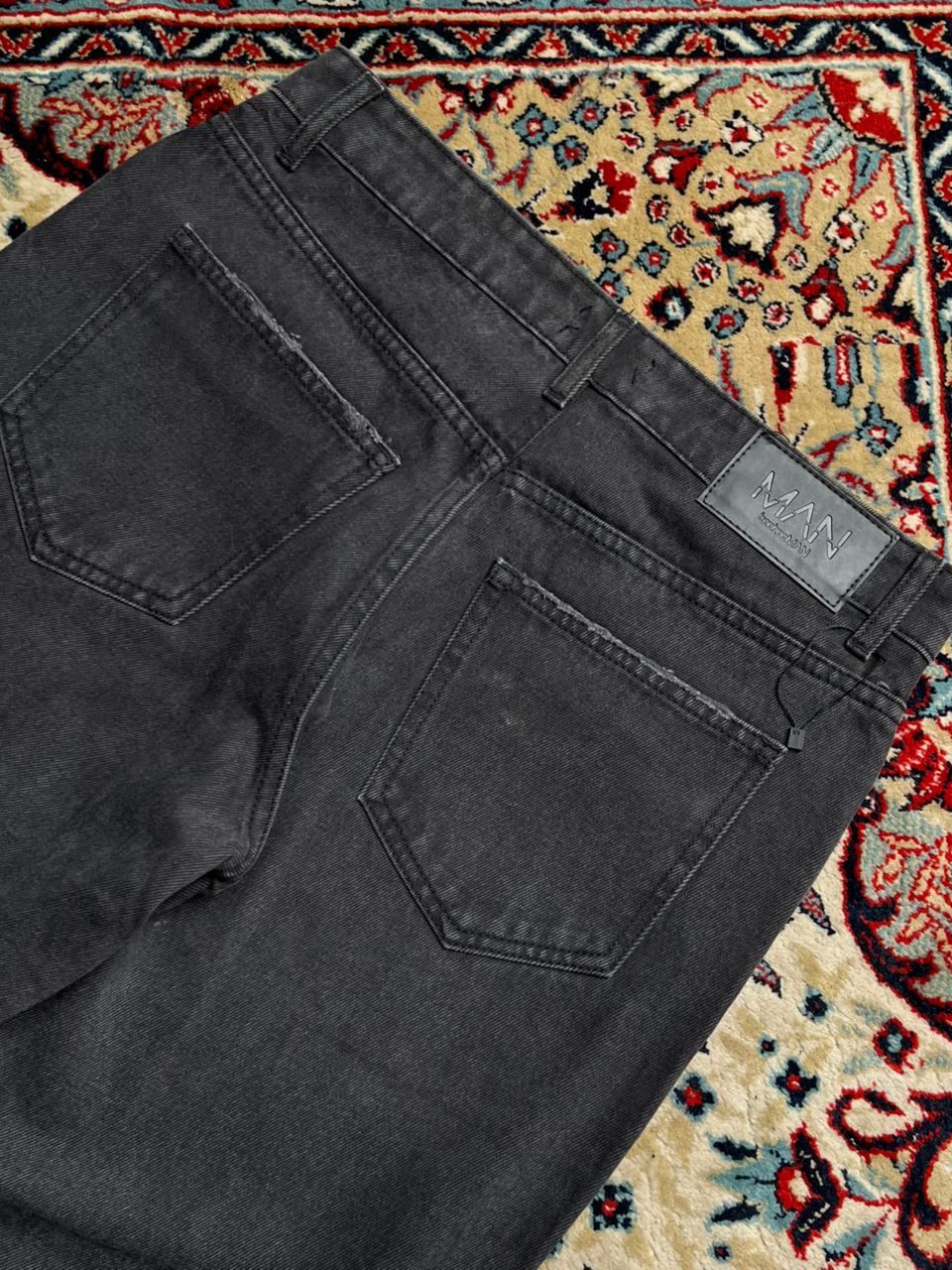 boohooMAN Black Washed Denim Straight Leg