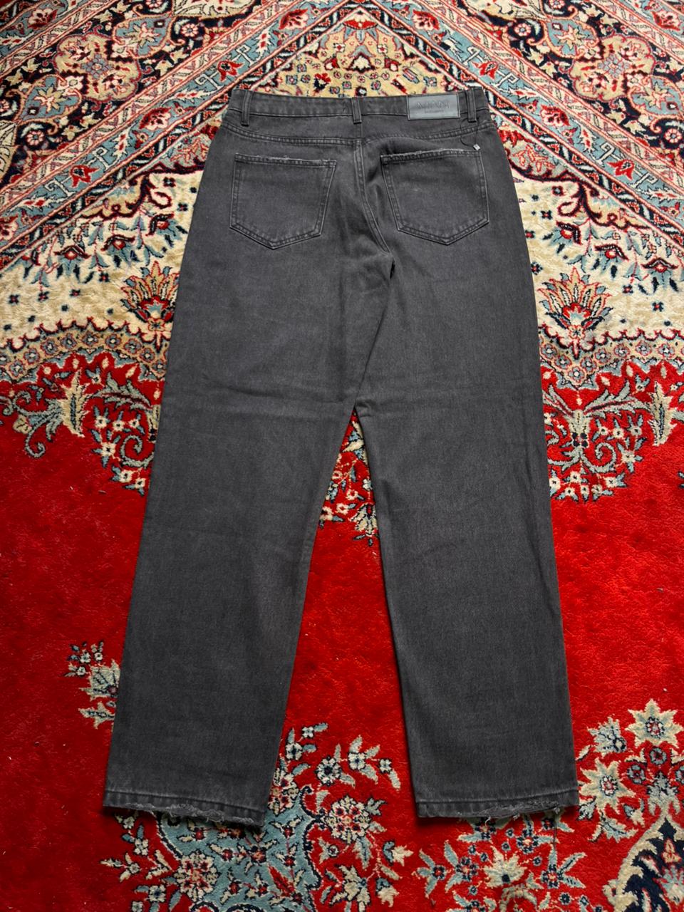 boohooMAN Black Washed Denim Straight Leg