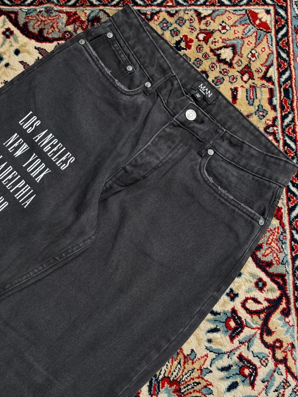 boohooMAN Black Washed Denim Straight Leg