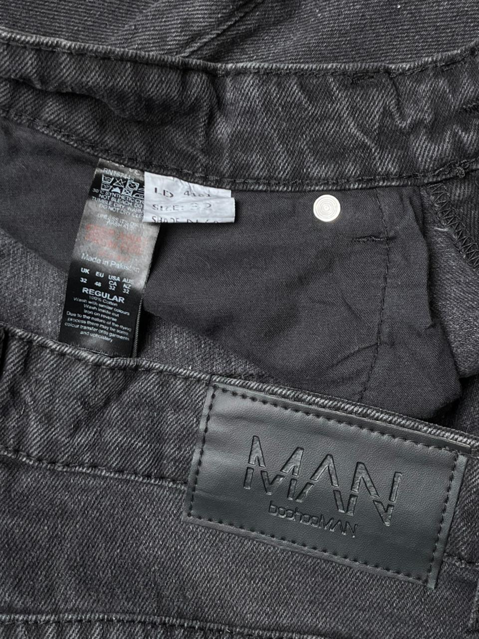 boohooMAN Black Washed Denim Straight Leg