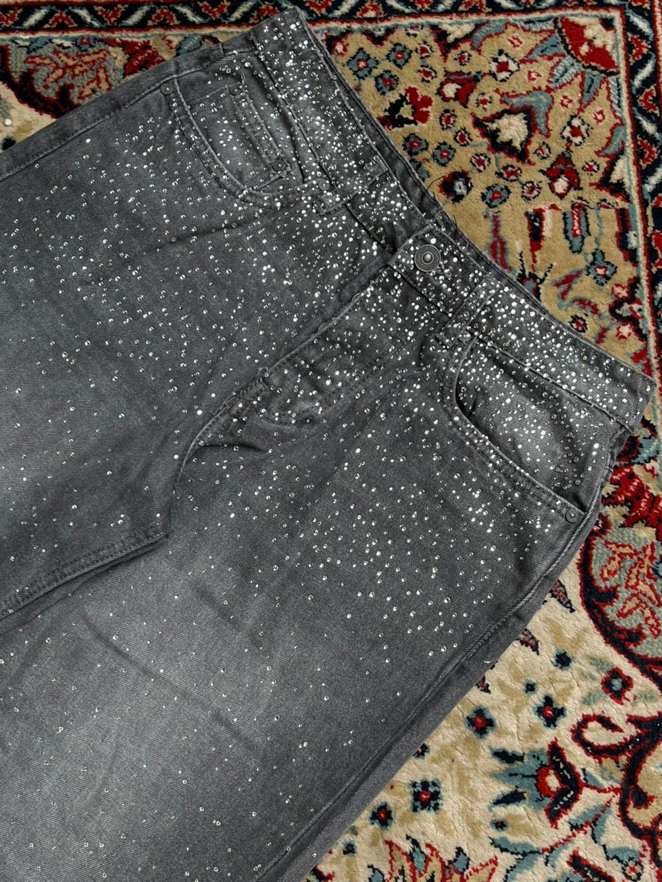 boohooMAN Rhinestone Relaxed Fit Jeans