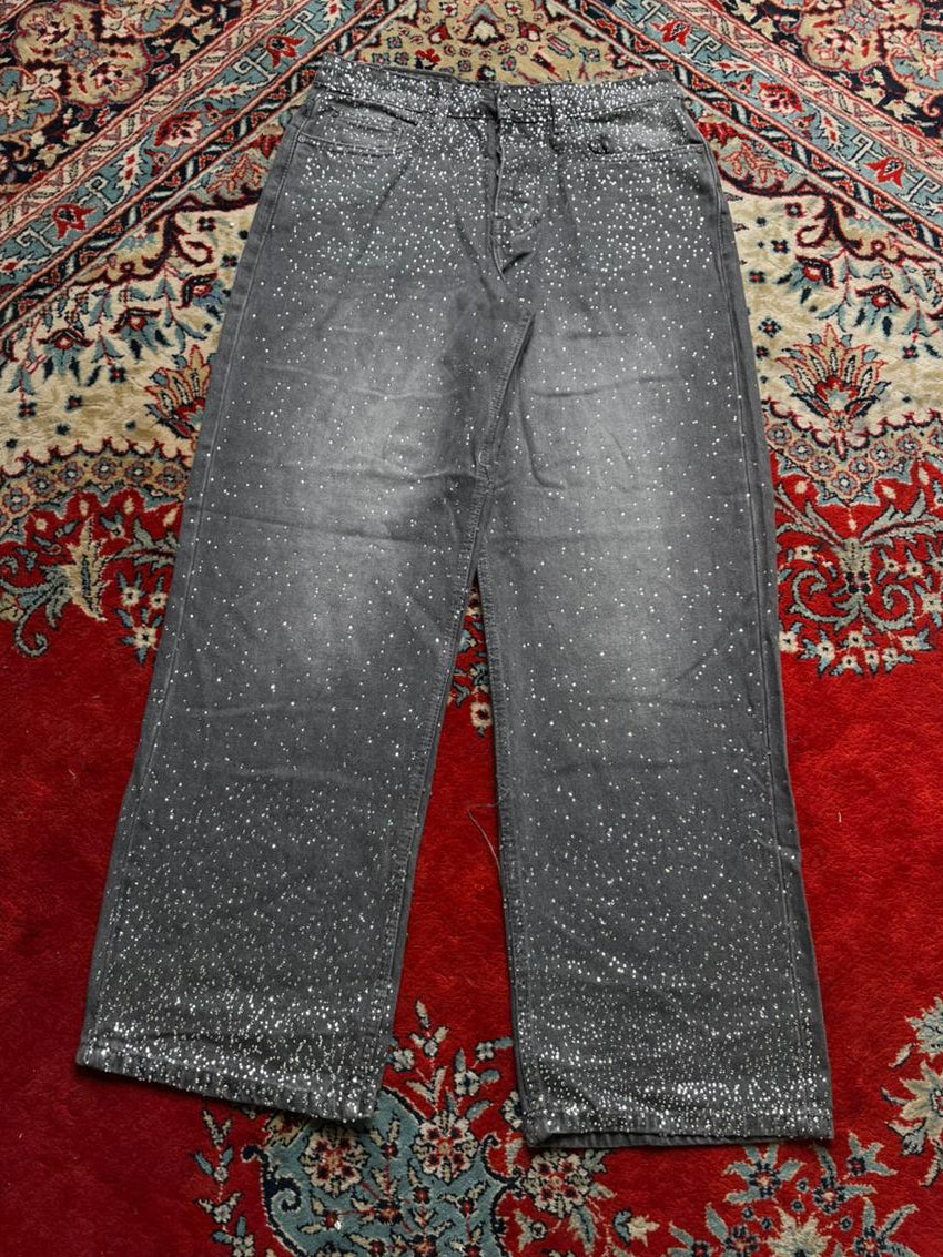 boohooMAN Rhinestone Relaxed Fit Jeans