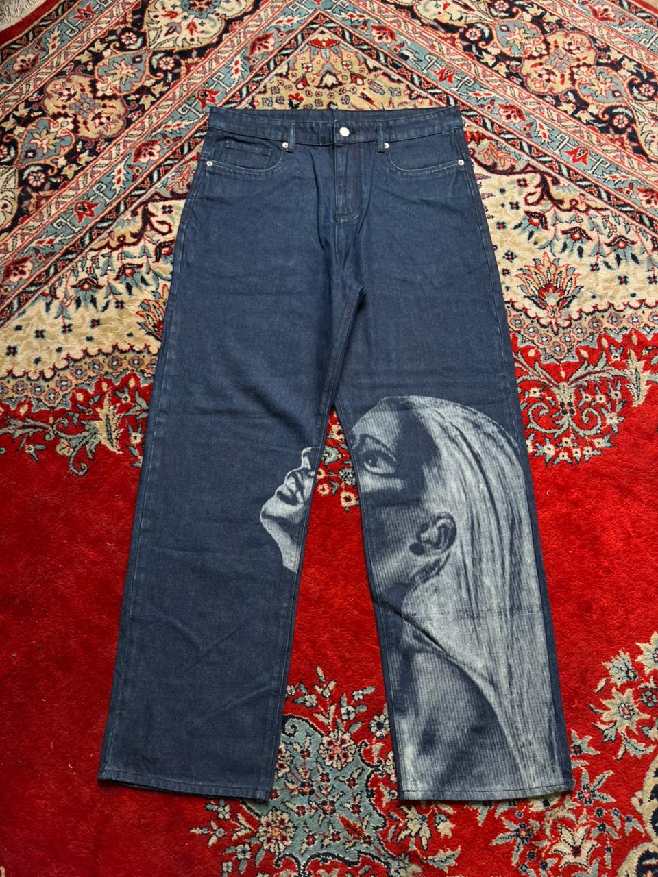 boohooMAN Men’s Face Graphic Print Jeans