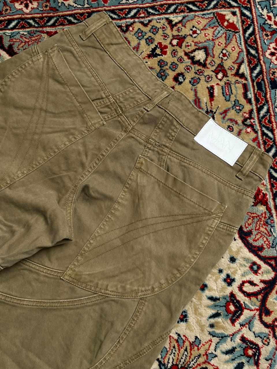 boohooMAN Men’s Khaki Brown Floral Embroidered Baggy Jeans