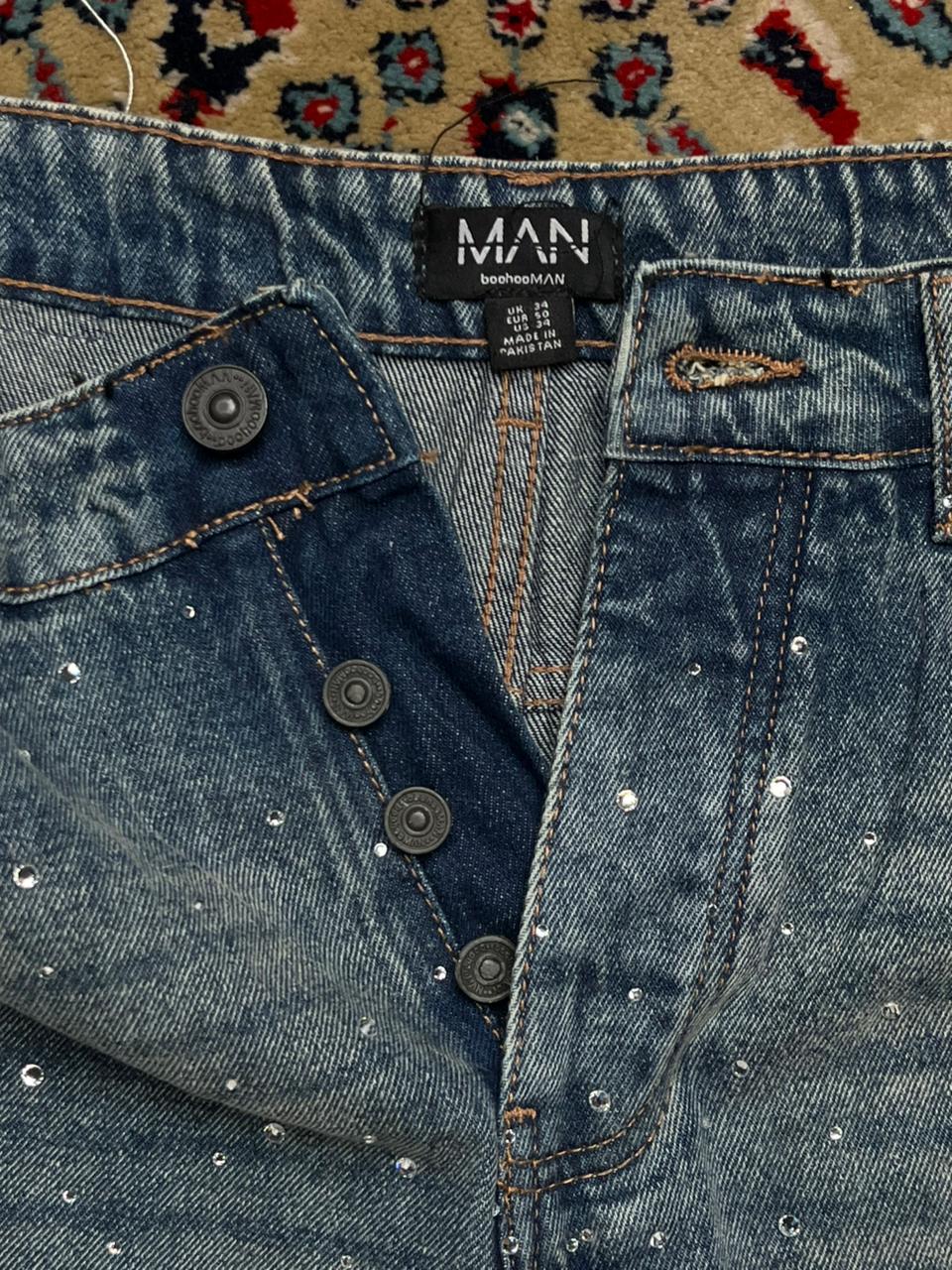 boohooMAN Studded Baggy Denim Pants