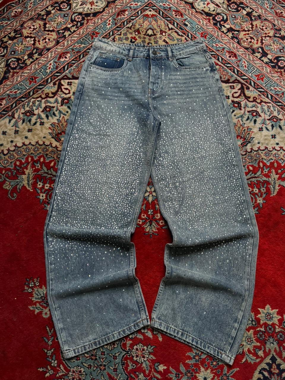 boohooMAN Studded Baggy Denim Pants