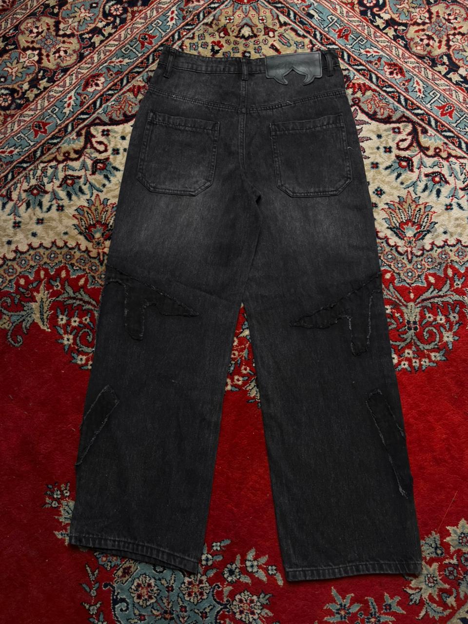 Favela Black Acid Wash Baggy Denim Pants