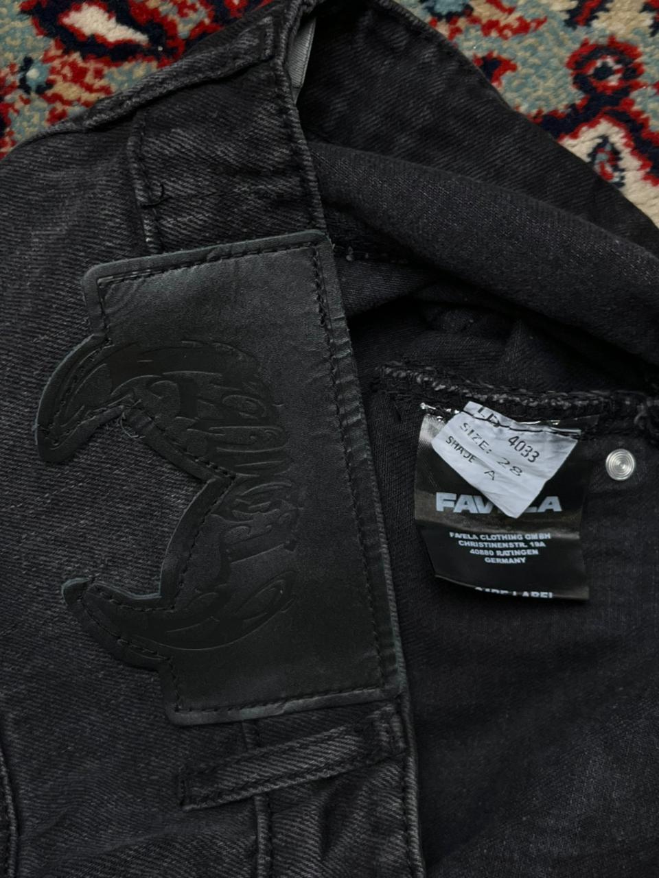 Favela Black Acid Wash Baggy Denim Pants