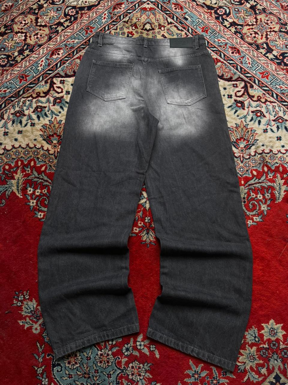 boohooMAN Tinted Black Washed Super Baggy Jeans