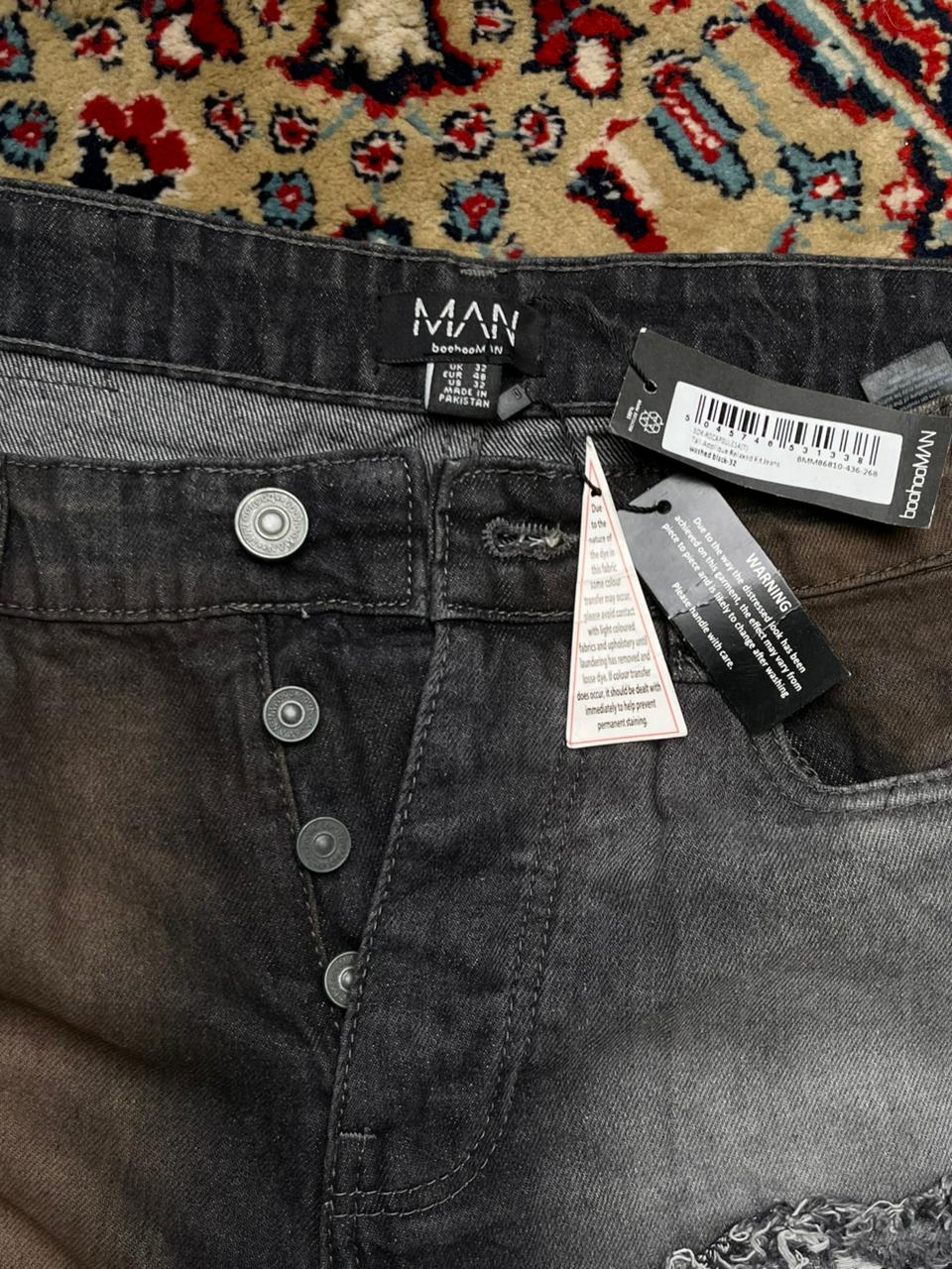 boohooMAN Tinted Black Washed Super Baggy Jeans