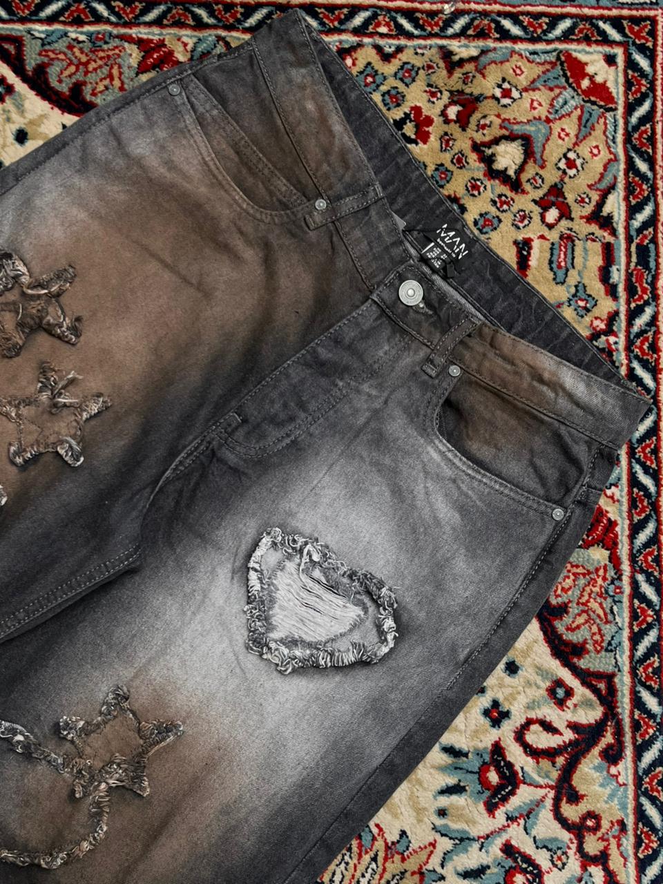 boohooMAN Tinted Black Washed Super Baggy Jeans