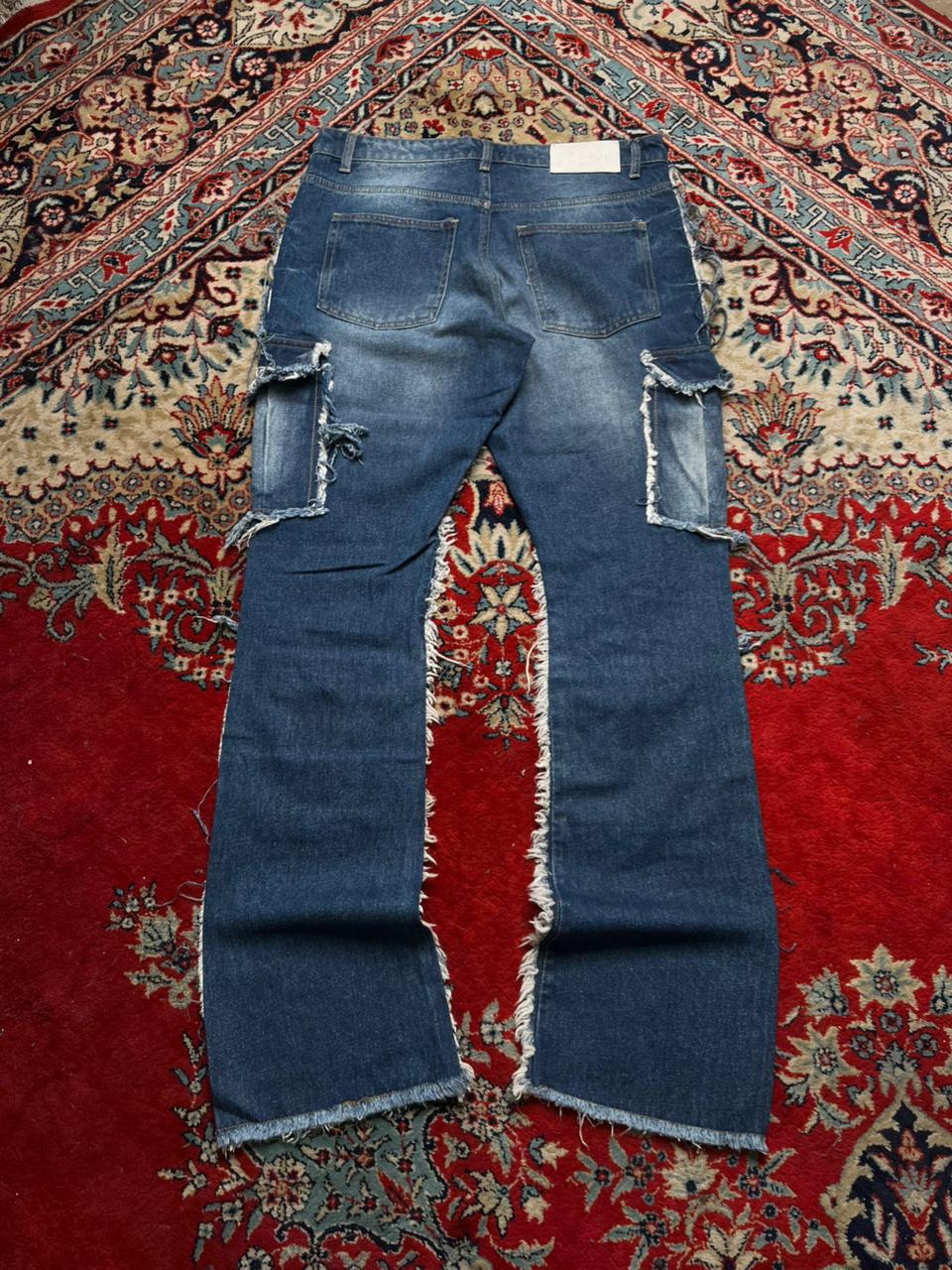 BoohooMAN Blue Denim Cargo Pants