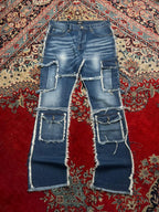 BoohooMAN Blue Denim Cargo Pants