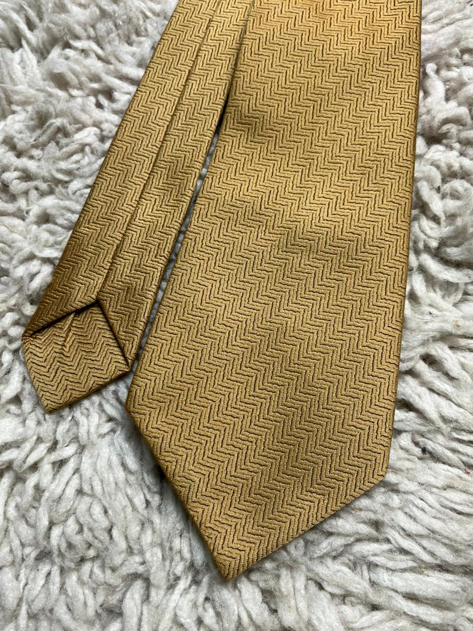 St Michael M&S Mustard Gold Men’s Tie Textured Zig Zag Chevron Pattern