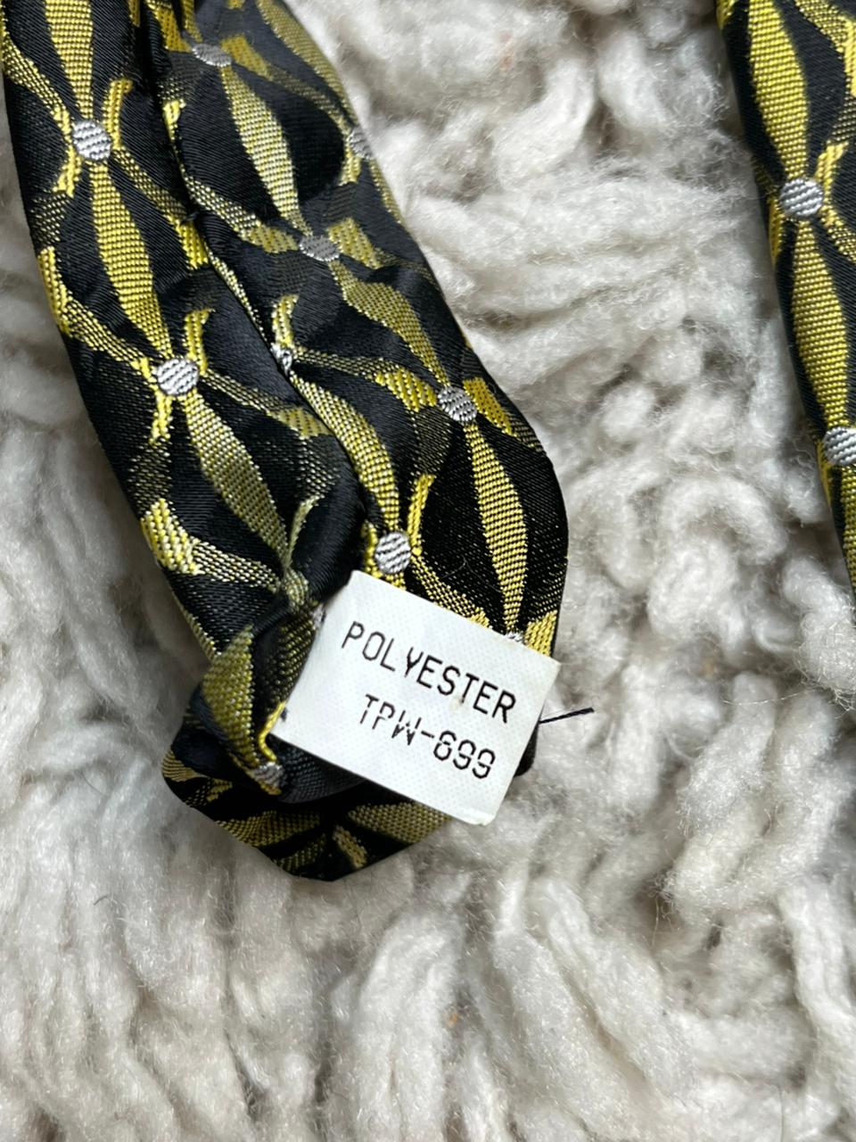 Savvy Necktie Black & Gold Geometric Pattern Polyester