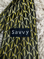 Savvy Necktie Black & Gold Geometric Pattern Polyester