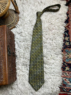 Savvy Necktie Black & Gold Geometric Pattern Polyester