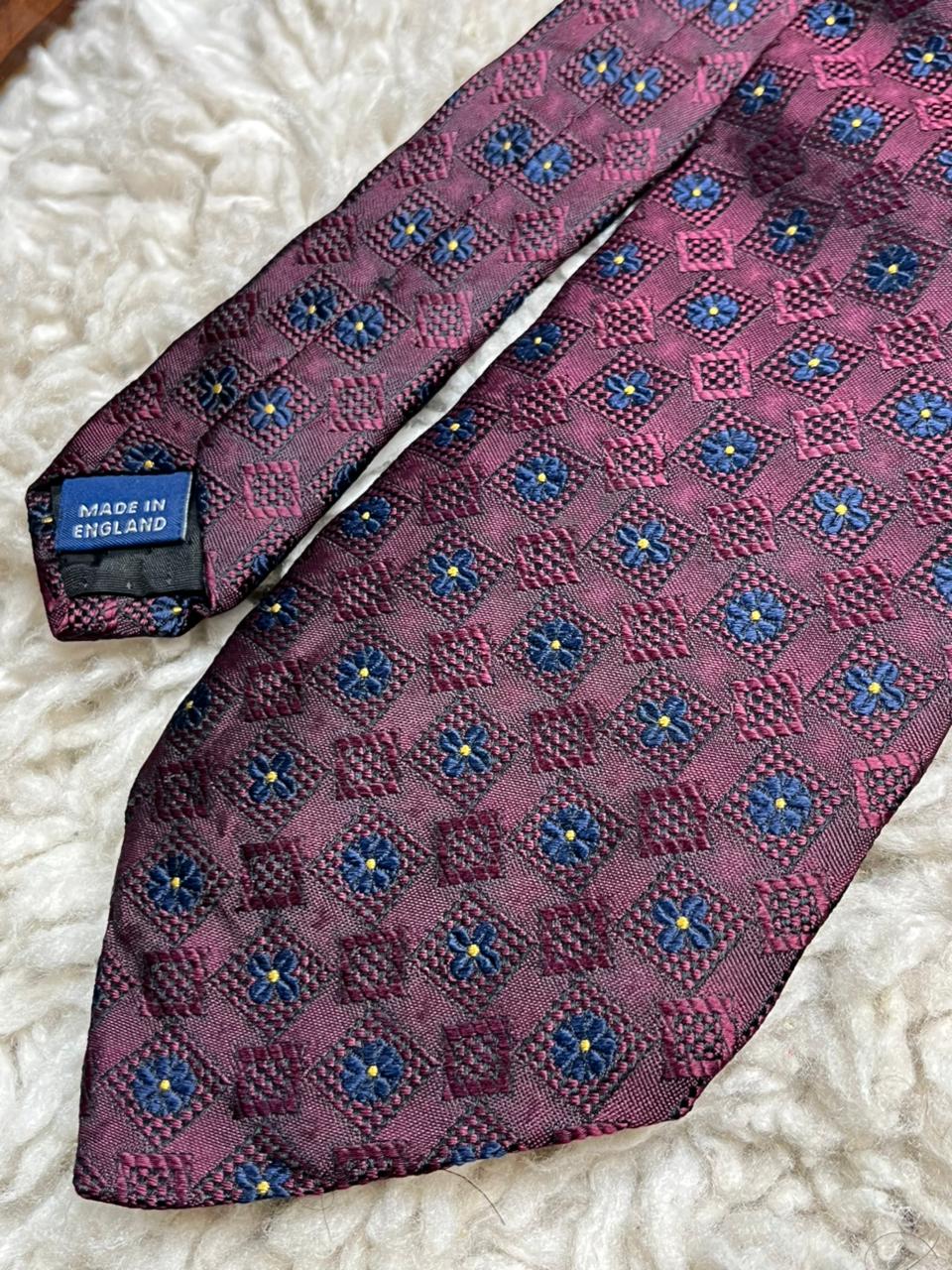 Principles For Men Silk Tie Burgundy Floral Geometric Medallion