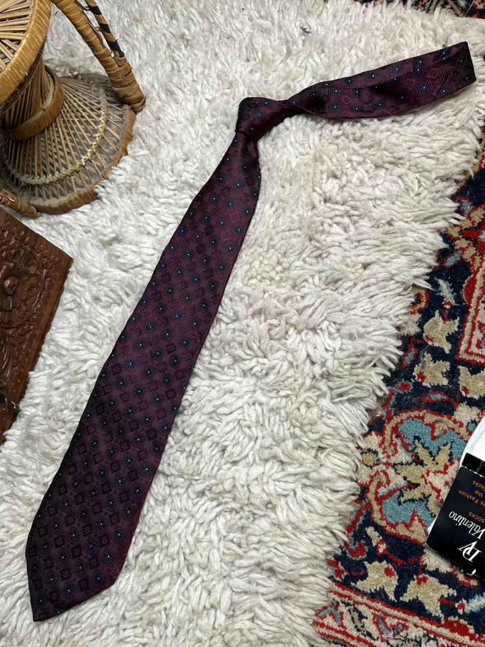 Principles For Men Silk Tie Burgundy Floral Geometric Medallion