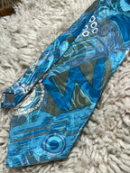 CHOUDY Mens Tie Blue Abstract Art Print