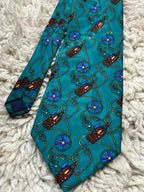 Fellini Hand Made Silk Necktie Nautical Ship Wheel & Lantern Theme