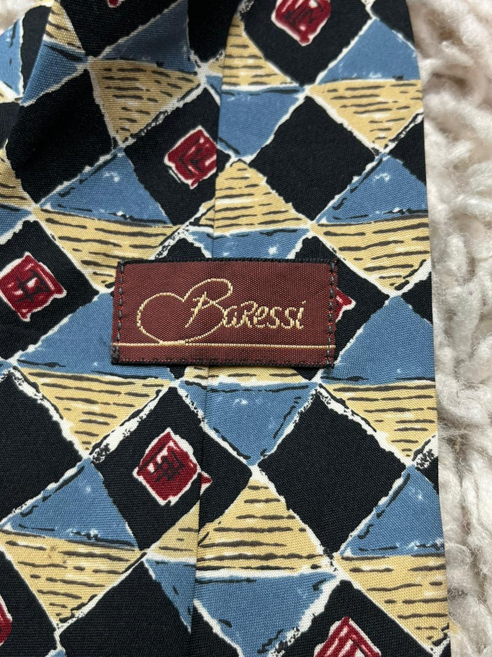 Baressi Mens Tie Geometric Harlequin Diamond Pattern
