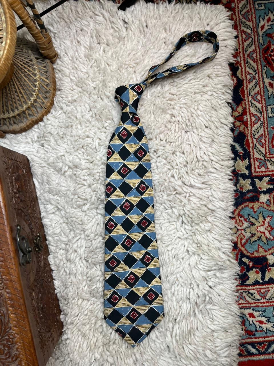 Baressi Mens Tie Geometric Harlequin Diamond Pattern