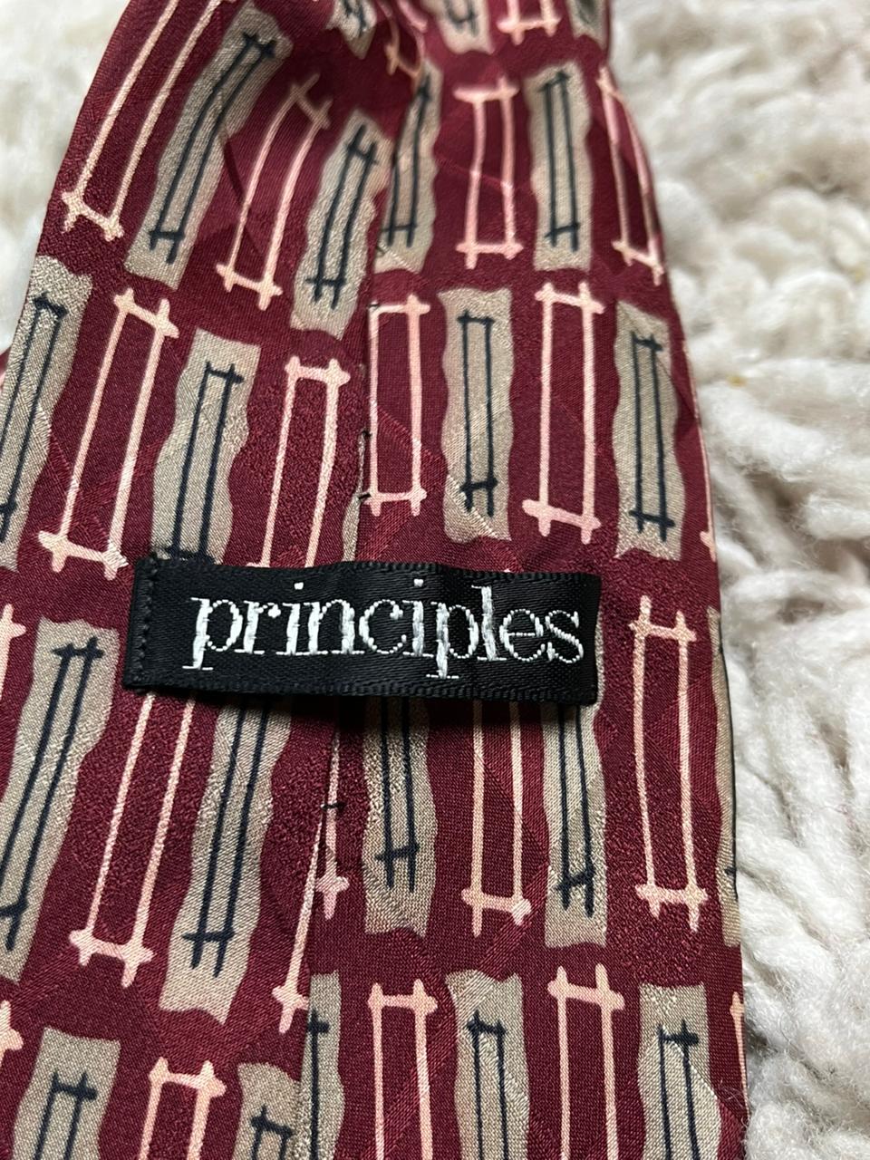 Vintage Principles 100% SILK Necktie Abstract Geometric Print