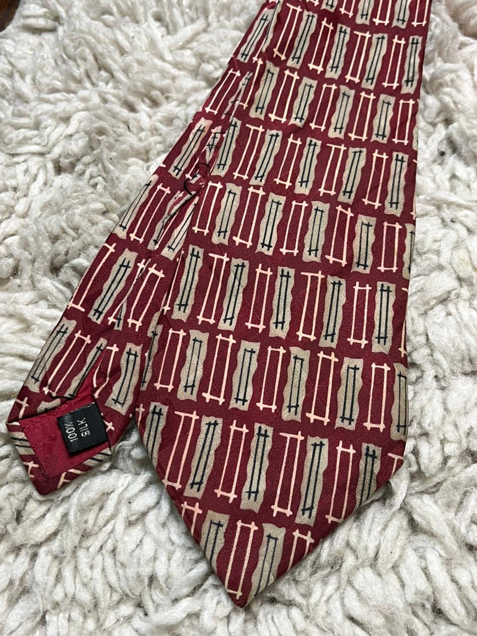 Vintage Principles 100% SILK Necktie Abstract Geometric Print