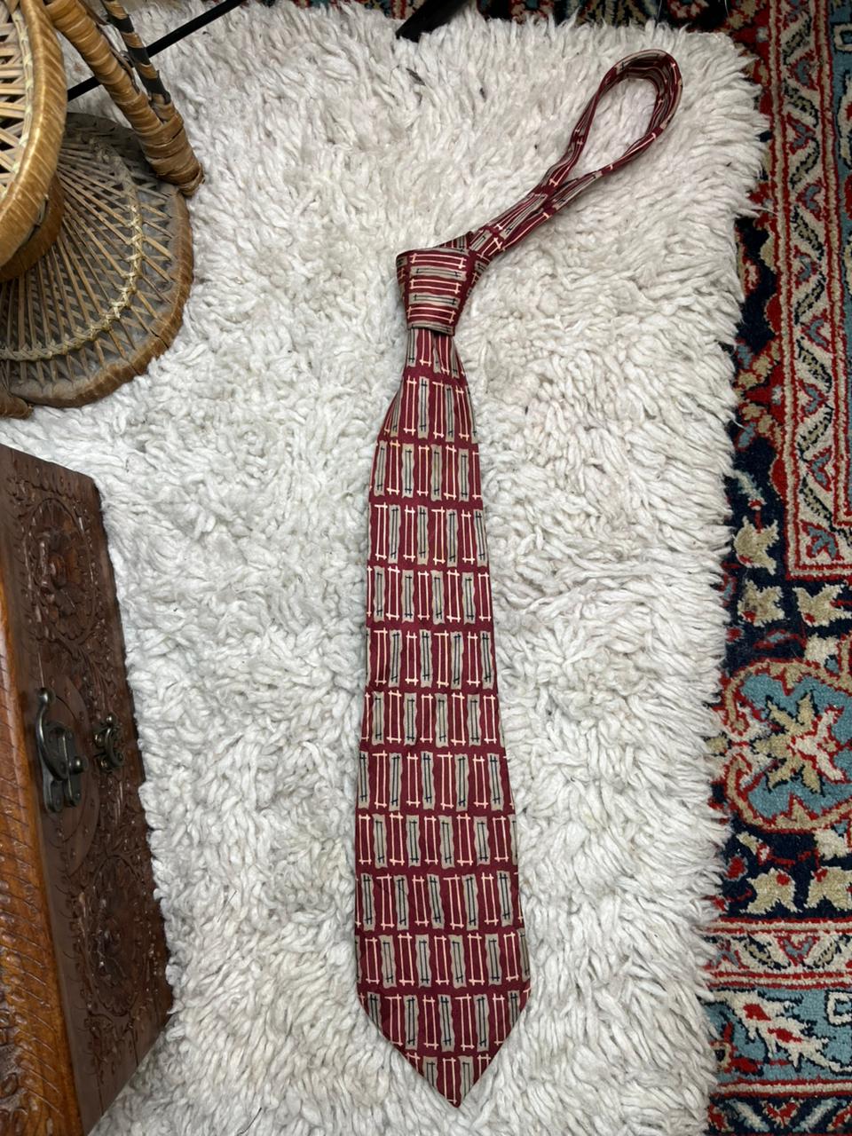 Vintage Principles 100% SILK Necktie Abstract Geometric Print