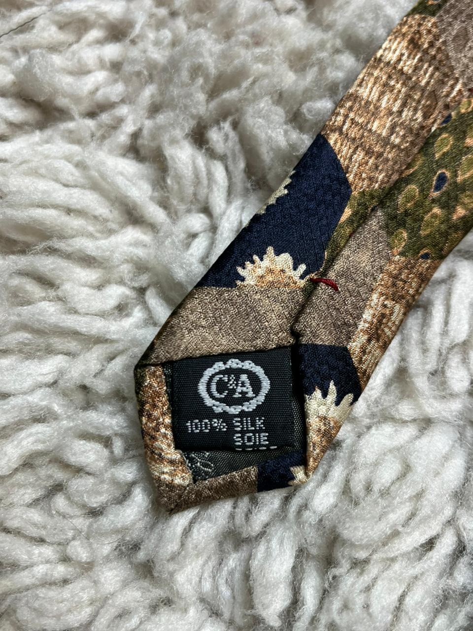 Angelo Litrico Silk Tie Retro Patchwork Hexagon Sunflower Pattern