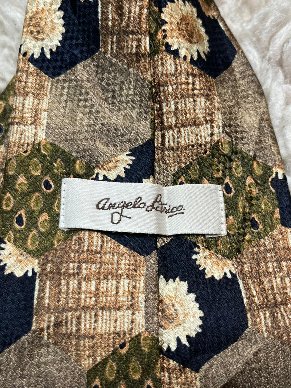 Angelo Litrico Silk Tie Retro Patchwork Hexagon Sunflower Pattern