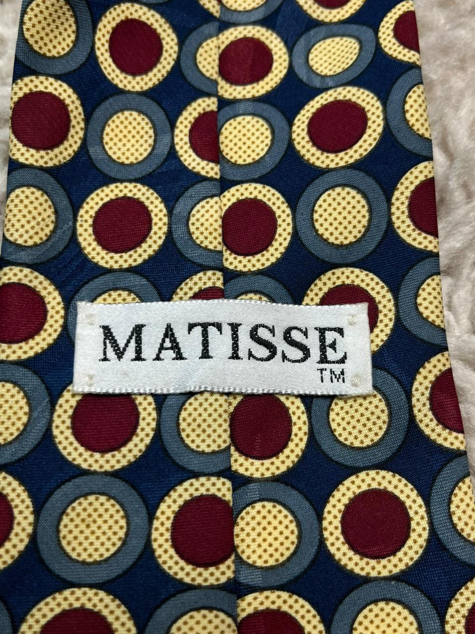 Matisse Tie 100% Polyester Abstract Circles Navy Red Gold