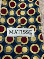 Matisse Tie 100% Polyester Abstract Circles Navy Red Gold