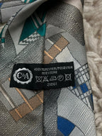 C&A Tie Silver Grey Abstract Geometric Design 100% Polyester