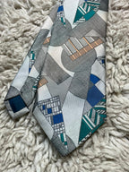 C&A Tie Silver Grey Abstract Geometric Design 100% Polyester