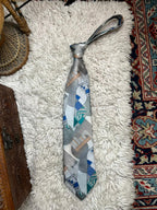 C&A Tie Silver Grey Abstract Geometric Design 100% Polyester