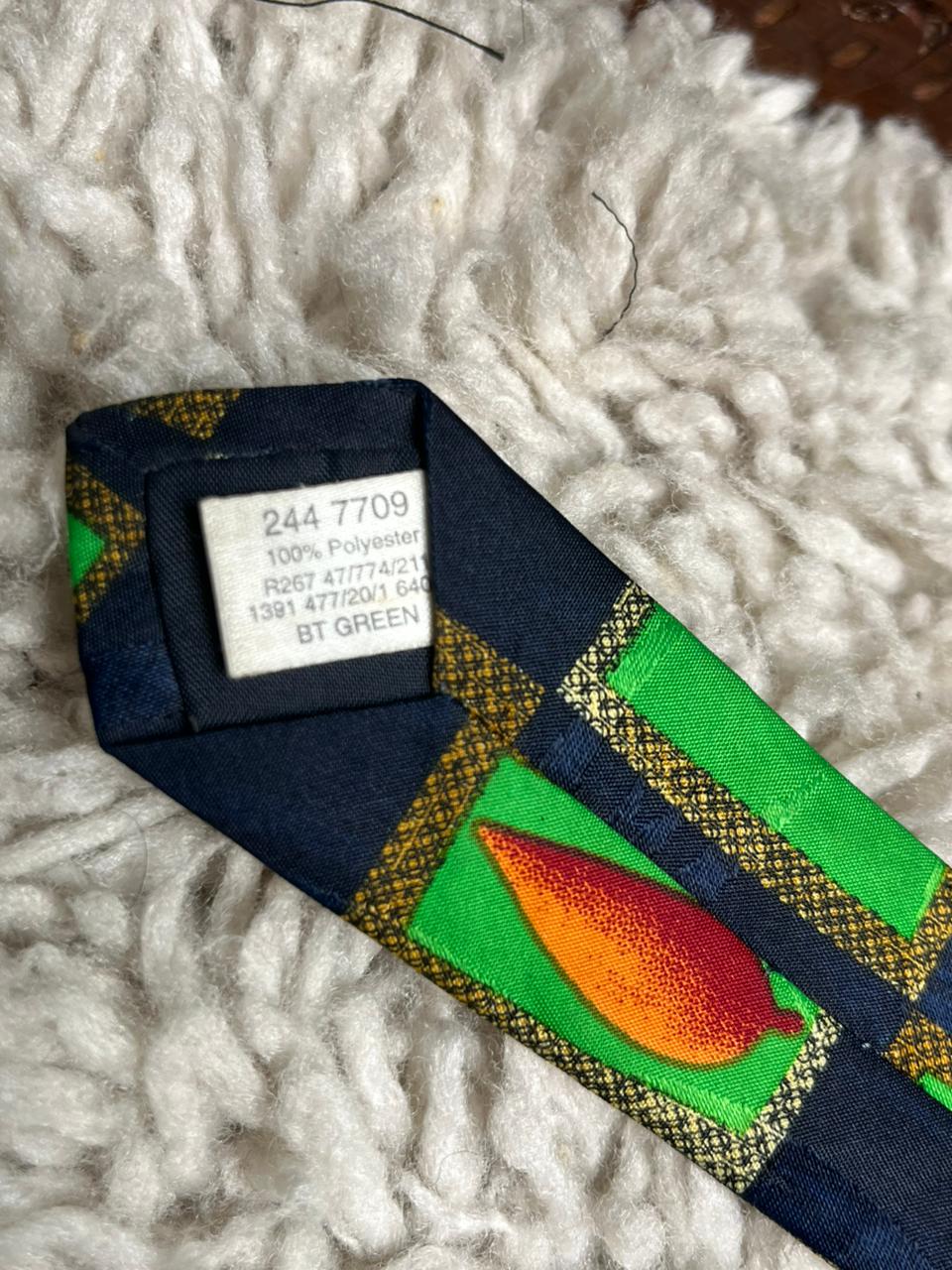 Berkertex Necktie Bold Geometric Abstract Flame Pattern Colorful