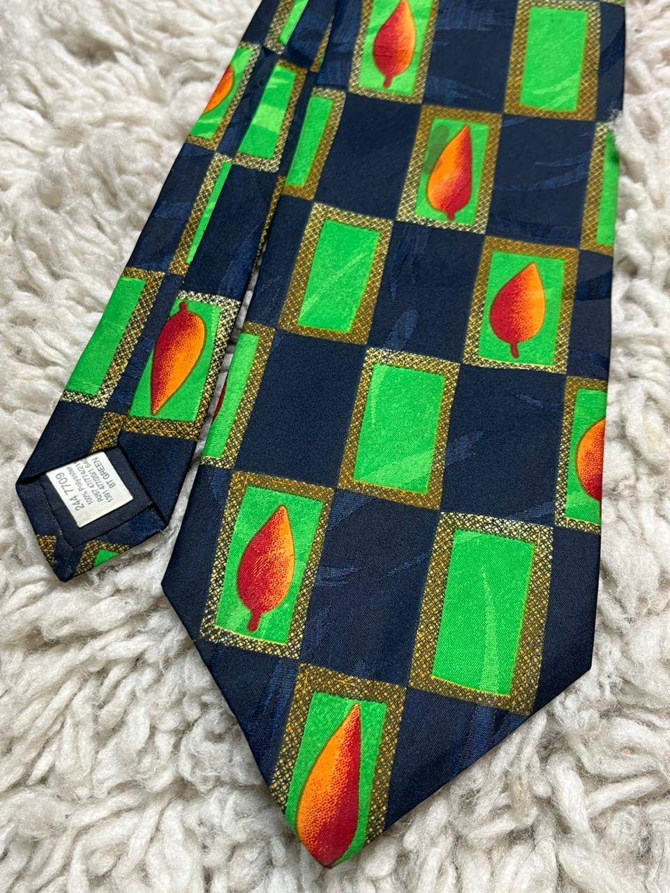 Berkertex Necktie Bold Geometric Abstract Flame Pattern Colorful