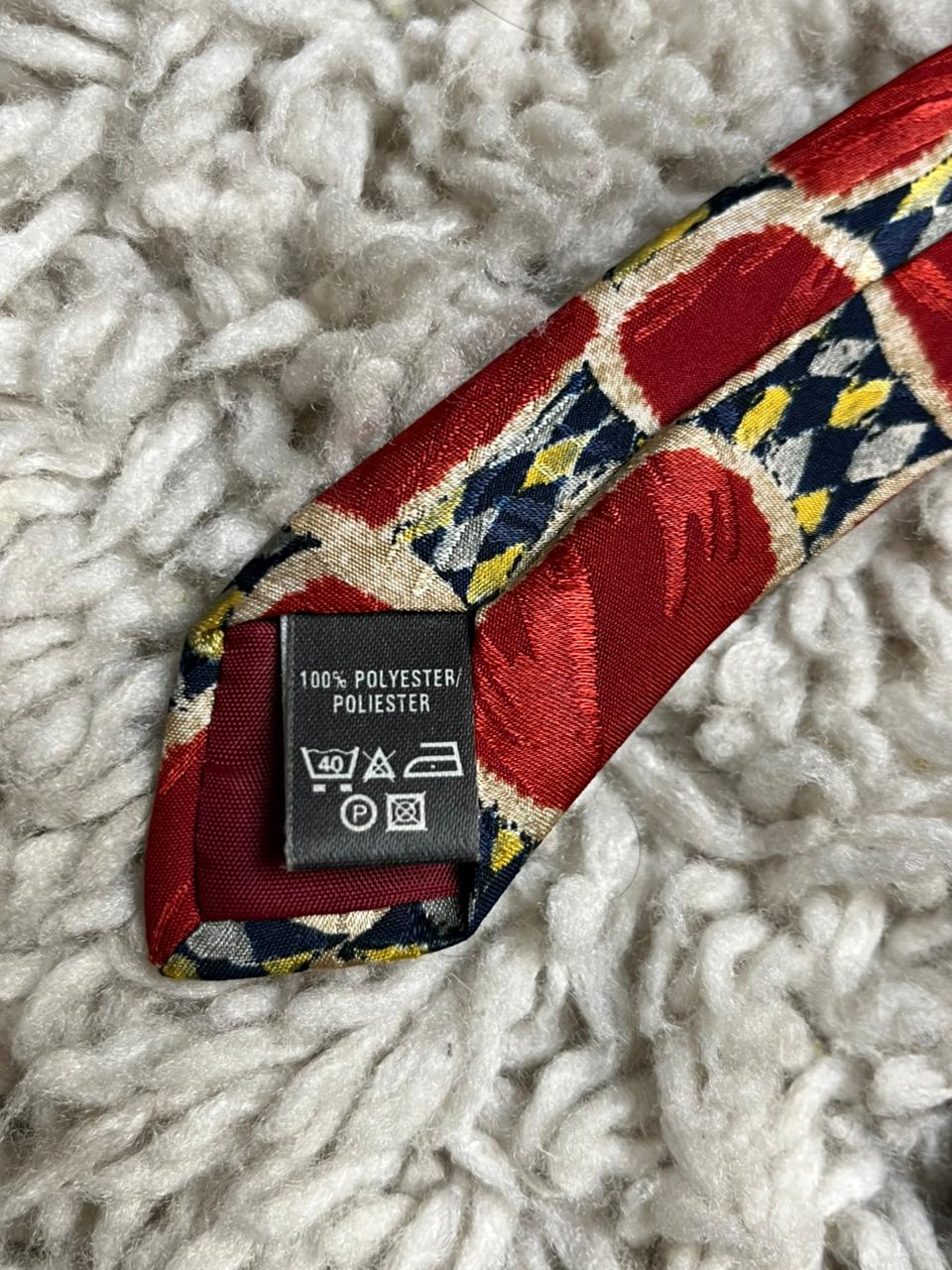 St Michael Marks & Spencer  Tie Red Blue Yellow Geometric Square Pattern