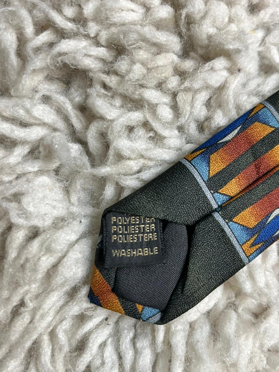 Montagut Polyester Tie Green Geometric Stripe Pattern