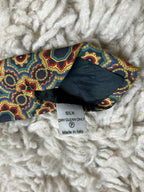 BHS Italy Pure Silk Tie Navy Blue Gold Red Teal Geometric Floral Medallion Print